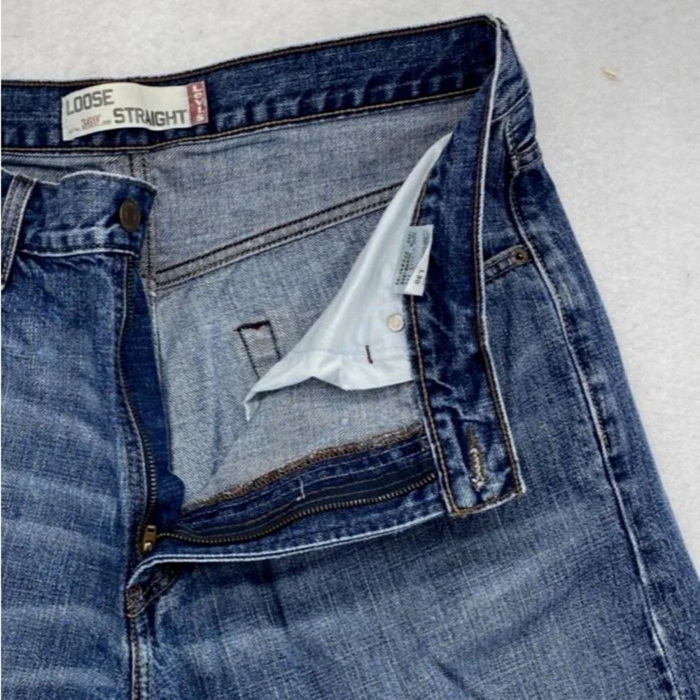 Levi’s 569 Loose Straight Jeans Men W34 L30 Blue Denim Distressed Skate Street